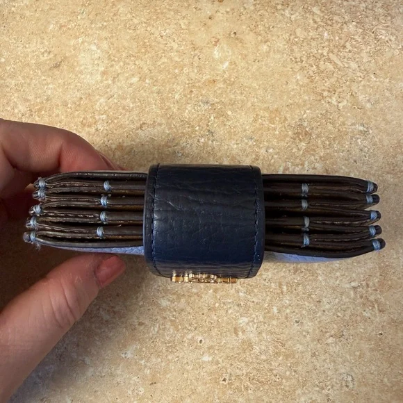 Coach Navy and Light Blue Leather Card Holder - Picture 2 of 5